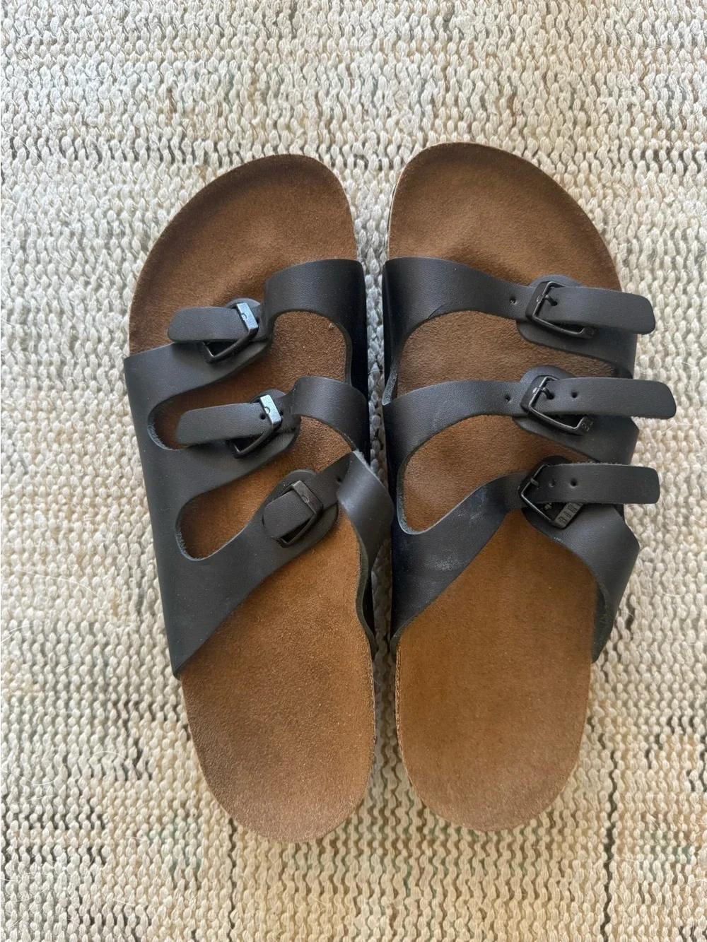 Birkenstock Florida Classic Three-Strap Women's Sandals in Black Sz 40 - New